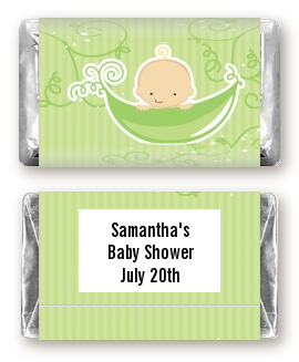 Sweet Pea Caucasian Boy - Personalized Baby Shower Mini Candy Bar Wrappers