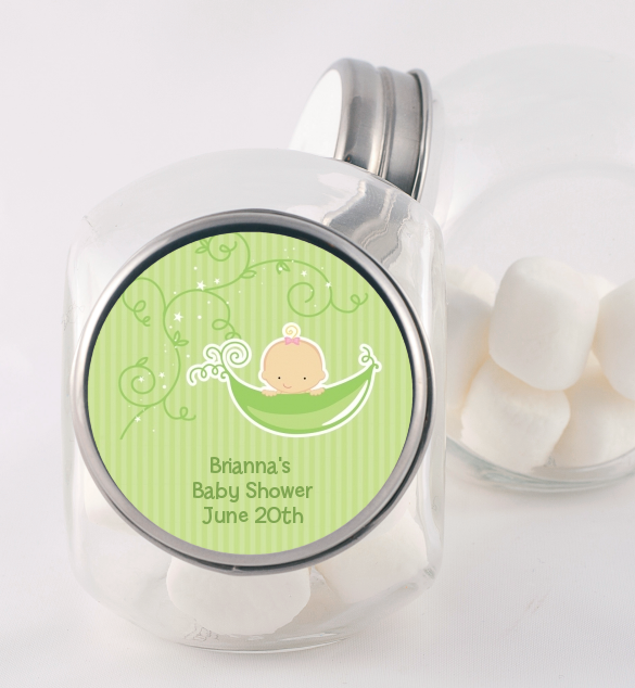 Sweet Pea Caucasian Girl - Personalized Baby Shower Candy Jar