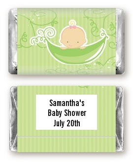 Sweet Pea Caucasian Girl - Personalized Baby Shower Mini Candy Bar Wrappers