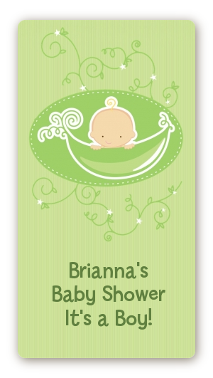 Sweet Pea Caucasian Boy - Custom Rectangle Baby Shower Sticker/Labels