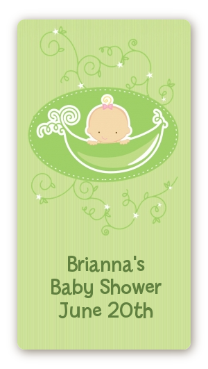 Sweet Pea Caucasian Girl - Custom Rectangle Baby Shower Sticker/Labels
