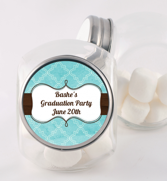 Teal & Brown - Personalized Graduation Party Candy Jar