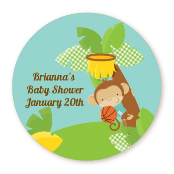 Team Safari - Round Personalized Baby Shower Sticker Labels