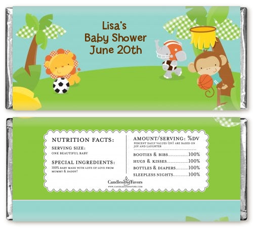 Team Safari - Personalized Baby Shower Candy Bar Wrappers
