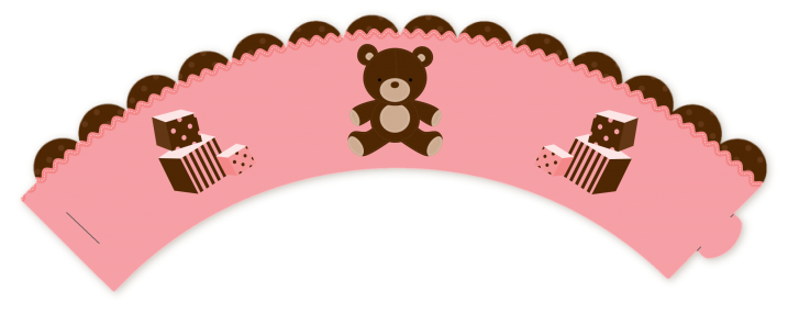 Teddy Bear Pink - Baby Shower Cupcake Wrappers