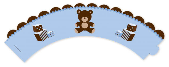 Teddy Bear Blue - Baby Shower Cupcake Wrappers