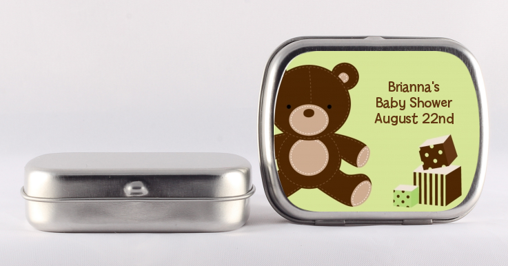 Teddy Bear Neutral - Personalized Baby Shower Mint Tins