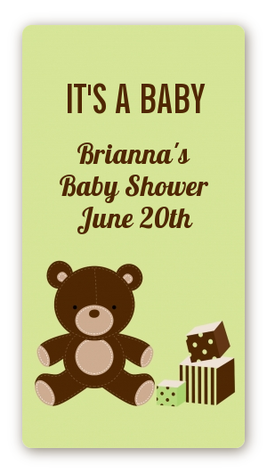 Teddy Bear Neutral - Custom Rectangle Baby Shower Sticker/Labels