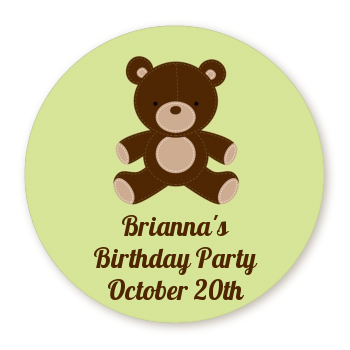 Teddy Bear - Round Personalized Birthday Party Sticker Labels