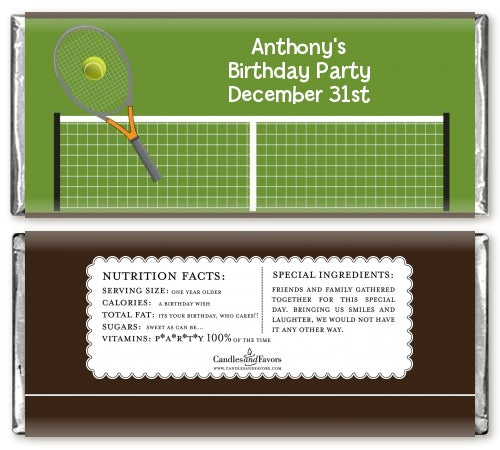 Tennis - Personalized Birthday Party Candy Bar Wrappers