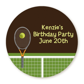 Tennis - Round Personalized Birthday Party Sticker Labels