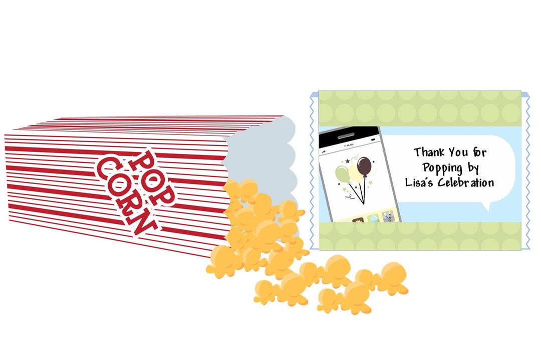 Text - Personalized Popcorn Wrapper Birthday Party Favors