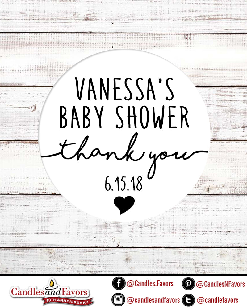 Thank You - Round Personalized Baby Shower Sticker Labels