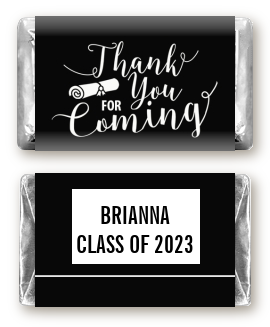 Thank You For Coming Black - Personalized Graduation Party Mini Candy Bar Wrappers