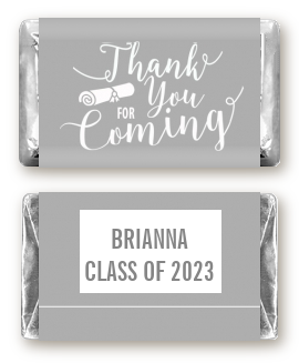 Thank You For Coming Gray - Personalized Graduation Party Mini Candy Bar Wrappers