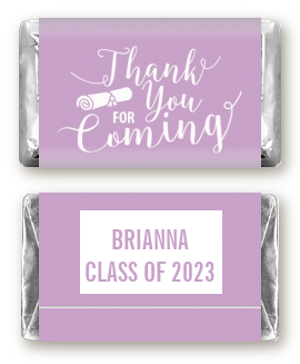 Thank You For Coming Lavender - Personalized Graduation Party Mini Candy Bar Wrappers