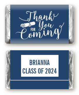 Thank You For Coming Navy Blue - Personalized Graduation Party Mini Candy Bar Wrappers