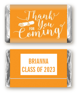 Thank You For Coming Orange - Personalized Graduation Party Mini Candy Bar Wrappers