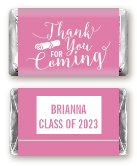 Thank You For Coming Pink - Personalized Graduation Party Mini Candy Bar Wrappers