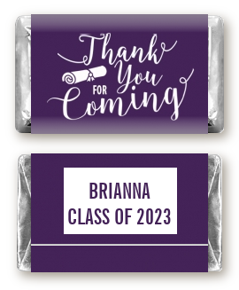 Thank You For Coming Purple - Personalized Graduation Party Mini Candy Bar Wrappers