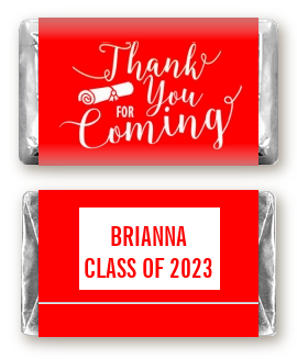 Thank You For Coming Red - Personalized Graduation Party Mini Candy Bar Wrappers