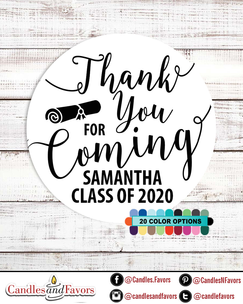 Thank You For Coming - Round Personalized Graduation Party Sticker Labels