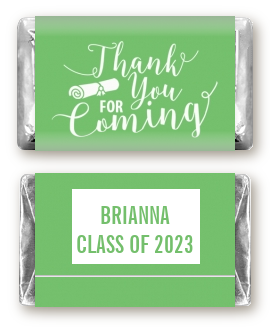Thank You For Coming Sage - Personalized Graduation Party Mini Candy Bar Wrappers