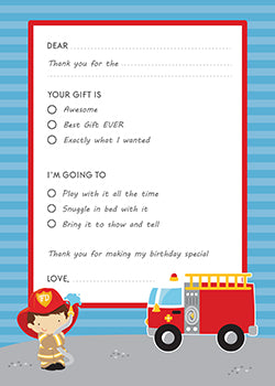 Future Firefighter - Birthday Party Fill In Thank You Cards