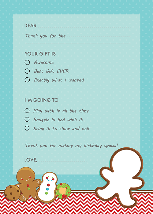 Cookie Exchange - Christmas Fill In Thank You Cards