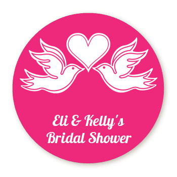 The Love Birds - Round Personalized Bridal Shower Sticker Labels