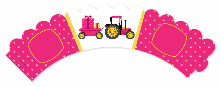 Tractor Truck Pink - Baby Shower Cupcake Wrappers