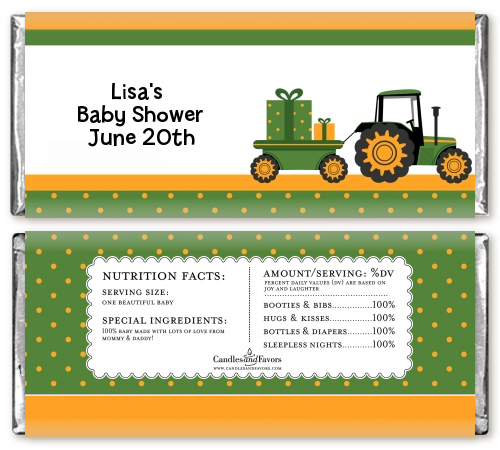 Tractor Truck - Personalized Baby Shower Candy Bar Wrappers