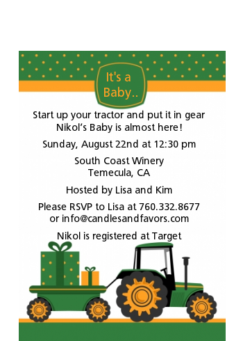 Tractor Truck - Baby Shower Petite Invitations
