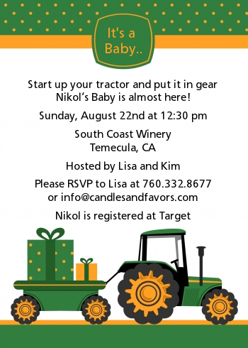 Tractor Truck - Baby Shower Invitations