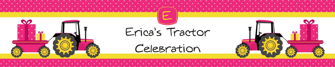 Tractor Truck Pink - Personalized Baby Shower Banners