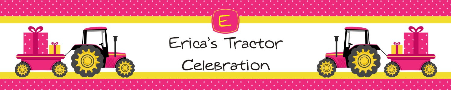 Tractor Truck Pink - Personalized Baby Shower Banners