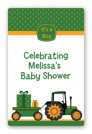 Tractor Truck - Custom Large Rectangle Baby Shower Sticker/Labels