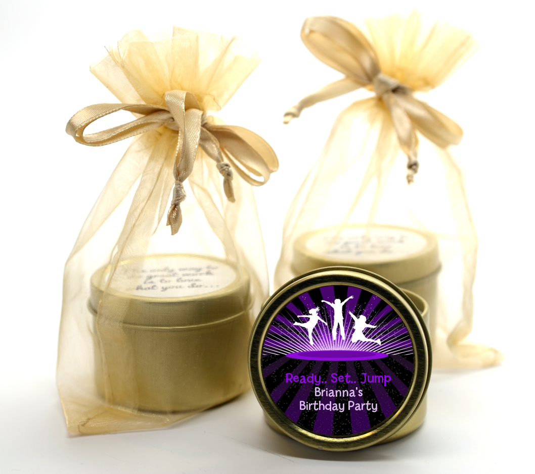 Trampoline - Birthday Party Gold Tin Candle Favors