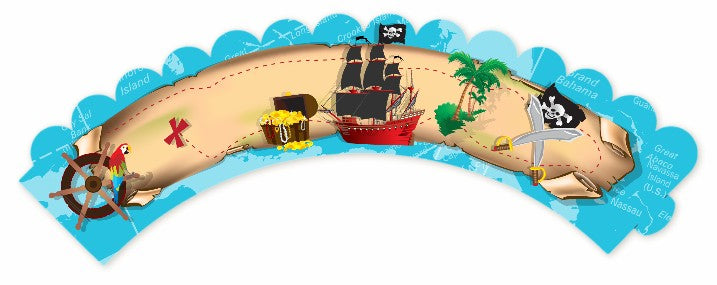 Pirate Treasure Map - Birthday Party Cupcake Wrappers