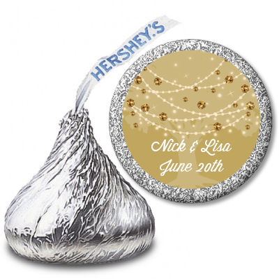 Tree Glitter String Lights - Hershey Kiss Bridal Shower Sticker Labels