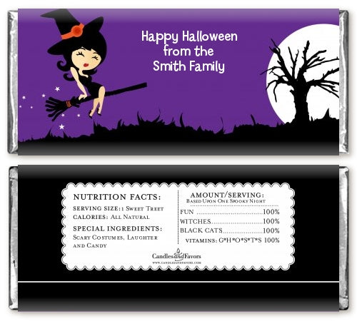 Trendy Witch - Personalized Halloween Candy Bar Wrappers