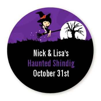 Trendy Witch - Round Personalized Halloween Sticker Labels