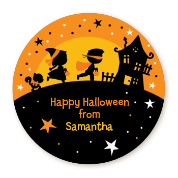 Trick or Treat - Round Personalized Halloween Sticker Labels