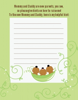 Triplets Three Peas in a Pod African American - Baby Shower Notes of Advice