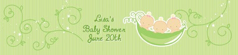 Triplets Three Peas in a Pod Caucasian - Personalized Baby Shower Banners