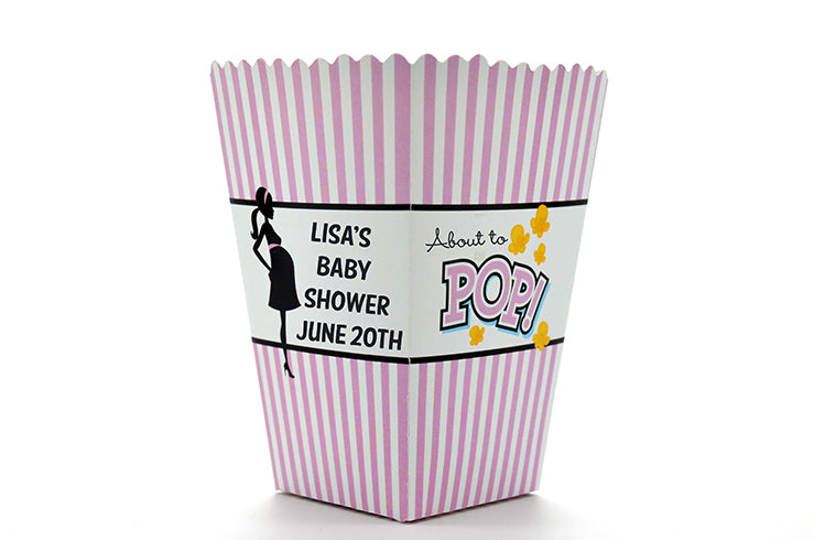 Ready To Pop Purple - Personalized Baby Shower Popcorn Boxes