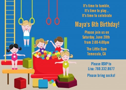 Tumble Gym - Birthday Party Invitations