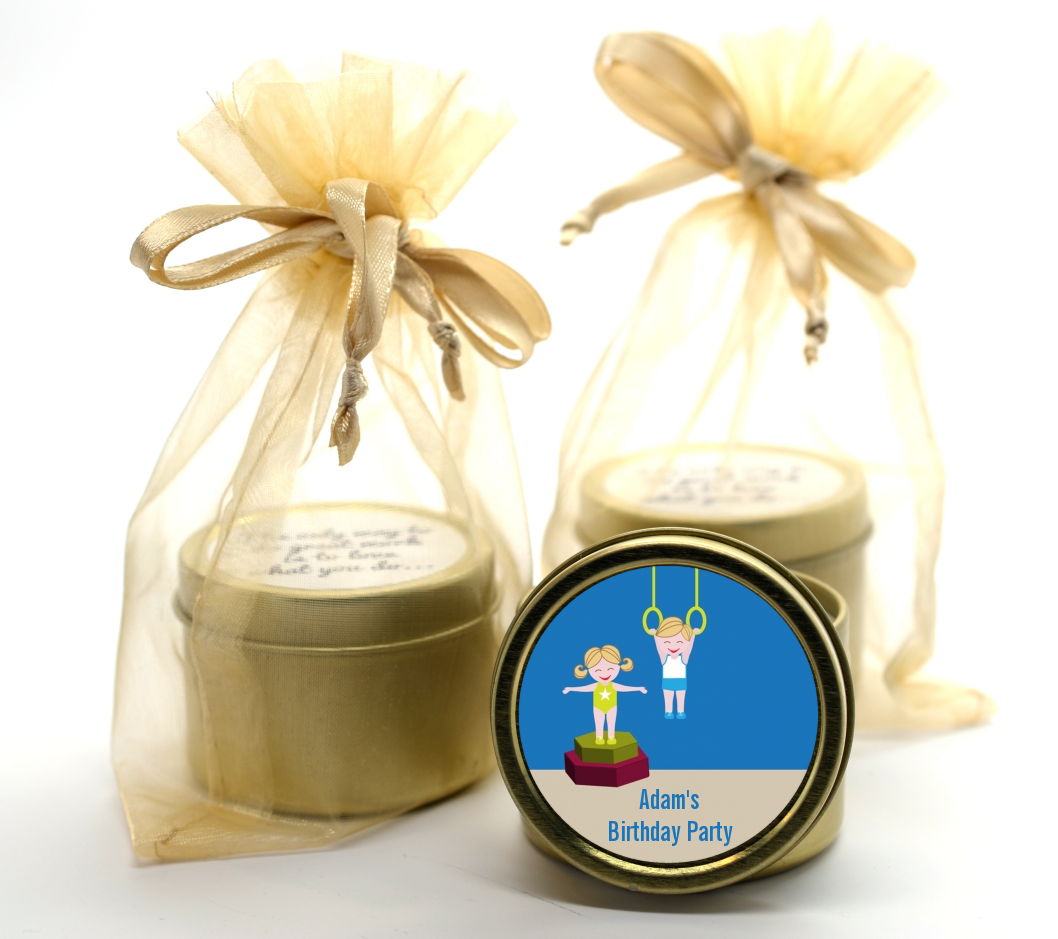 Tumble Gym - Birthday Party Gold Tin Candle Favors