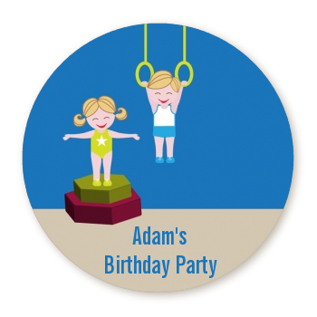 Tumble Gym - Round Personalized Birthday Party Sticker Labels