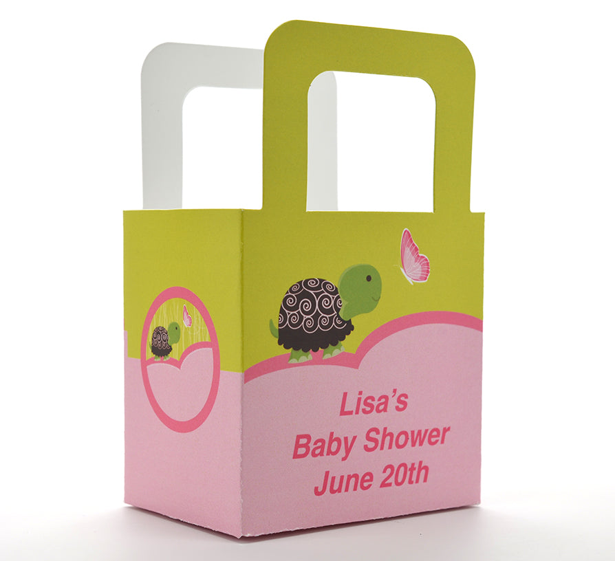 Baby Turtle Pink - Personalized Baby Shower Favor Boxes